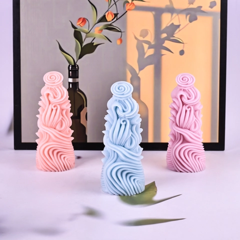 Silicone Mold Retro Textured Cylindrical Spiral Wave Rose Flower Relief DIY Handmade Candle Soap Making Aromatherapy Craft Tool