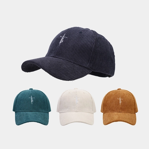 Cappello Da Baseball In Velluto A Coste Ricamo Faith Croce Regolabile Retro Casual Cappello Da Sole Donna Uomo