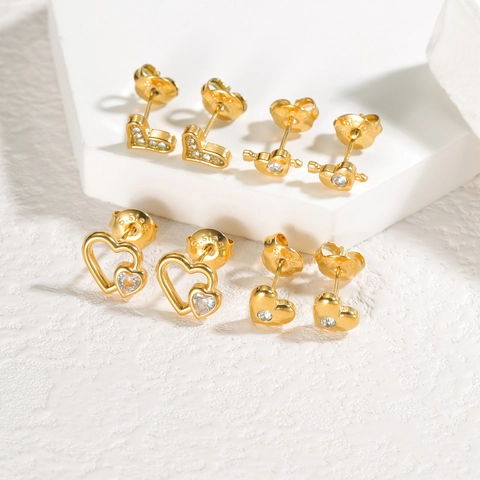 Orecchini A Lobo In Acciaio Inossidabile Con Strass Forme Geometriche Cuore Stella Farfalla Gioielli Per Donna