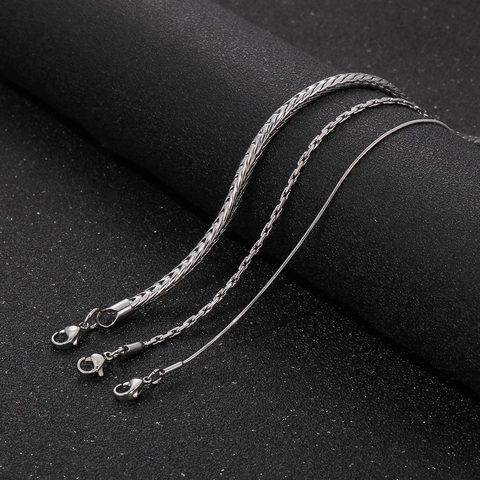 Collana A Catena Acciaio Inossidabile 316L Maglia Grano Scatola Serpente Chiusura A Aragosta Lucidato Minimalista Punk Unisex Gioielli