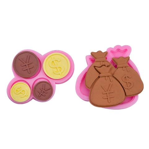 Stampo In Silicone Sacco Di Soldi Moneta Simbolo Valuta Per Decorazione Torte Fondant Cioccolato Caramelle Argilla Sapone