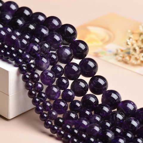 Perle Rotonde In Ametista Naturale Pietra Preziosa Viola Per Creazione Di Gioielli DIY Lucidate Alta Qualità