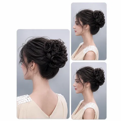 Claw Clip Messy Hair Bun Extension Synthetic High Temperature Fiber Curly Fluffy Updo Hairpiece For Women