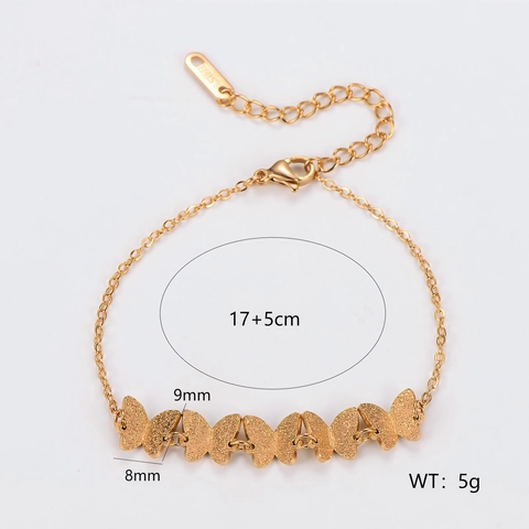 Pulsera De Eslabones De Mariposa De Acero Inoxidable Mate Estilo Minimalista Para Mujeres Joyería Con Cierre De Langosta Ajustable
