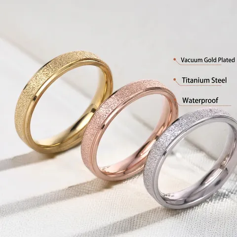 Anello Minimalista in Acciaio Inossidabile Superficie Sabbiata Smerigliata Anello Geometrico Elettroplaccato Gioielli per Donna Uomo