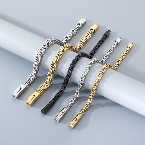 Pulsera De Cadena Bizantina Rey Acero Inoxidable Galjanoplastia Al Vacío Estilo Hip Hop Punk Joyería Para Hombres