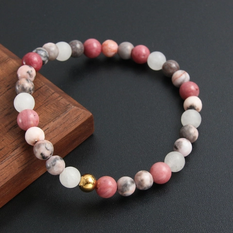 Bracciale in Calcedonia Naturale Con Perla in Acciaio Dorato E Biglietto Regalo Per Figlia Gioielli Di Moda Bracciale Elastico