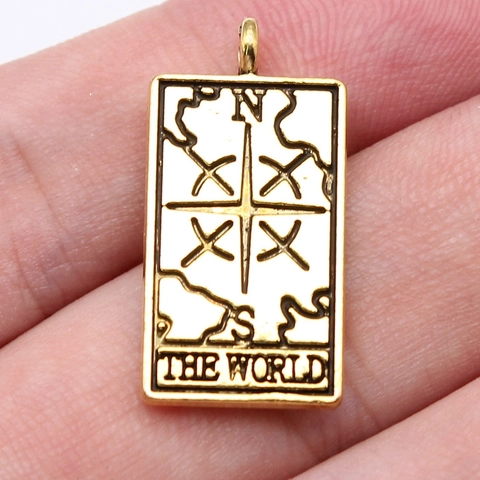 Vintage Tarot Card Charms Από Κράμα Ψευδαργύρου Ορθογώνια Μυστικιστικά Ήλιος Σελήνη Αστέρι Κόσμος Τύχη