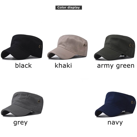 Berretto Militare Da Uomo In Cotone Tela Tetto Piatto Traspirante Regolabile Protezione Solare Outdoor Vintage Tattico Colore Solido