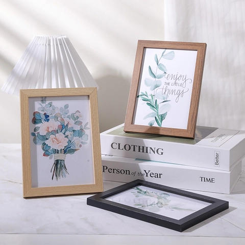 Minimalist Wood Photo Frame MDF Desktop Tabletop And Wall Hanging Decorative Picture Frame For Home Office Decor