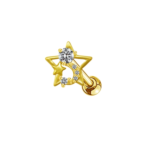 Orecchini Cartilagine Perno Acciaio Inossidabile 316L Rame Farfalla Cuore Rosa Stella Luna Pianeta Zirconia Gioielli Corpo