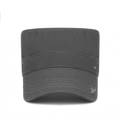 Berretto Cadet Da Uomo In Cotone Regolabile Stile Militare Cappello Piatto Traspirante Protezione Solare Esterno Ricamo Metallo