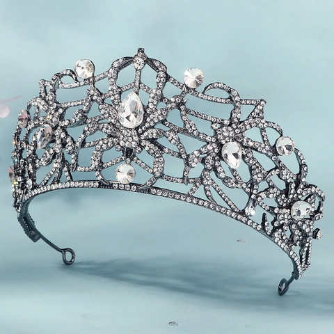 Corona de Reina Araña Gótica Tiara de Halloween Aleación Bronce Fusil Diamante Imitación Tocado para Mujer Cosplay Fiesta Joyería