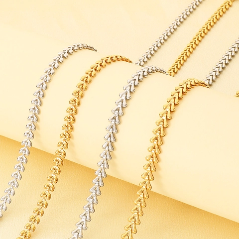 Collana Con Catena A Spiga In Acciaio Inossidabile Per Donna Placcata Oro 18K Minimalista Regolabile Girocollo Gioielleria