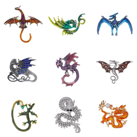 Spilla Drago Volante Retrò Smalto Lega Strass Perla Artificial Sintetica Mitologia Fantasy Accessori Gioielli Per Abito Cappotto Unisex