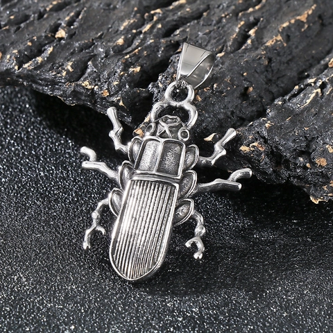 Kever Hanger Ketting Roestvrij Staal Vintage Punk Insect Sieraden Voor Mannen Retro Stijl Accessoire