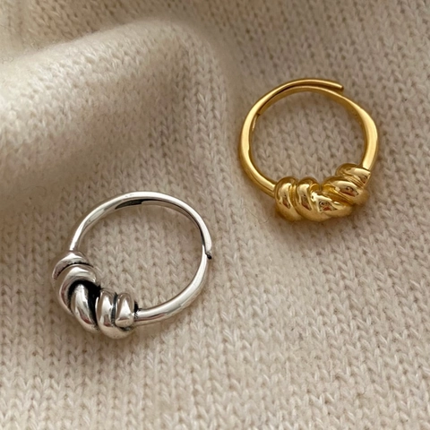 Anello Con Nodo In Argento Sterling 925 Design A Corda Intrecciata Minimalista Gioielli Regolabili Da Donna