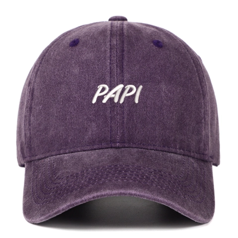 Papi Letter Embroidered Baseball Cap Washed Cotton Retro Distressed Adjustable Unisex Sun Hat For Men Women