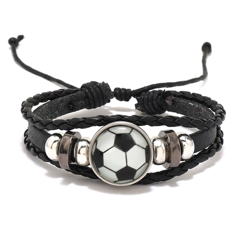 Leuchtendes Sportarmband Verstellbares Geflochtenes Rindsleder Wachskordel Armband Für Fußball Basketball Fans Geschenk