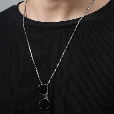 Zonnebril Hanger Ketting Roestvrij Staal Box Ketting Hip Hop Punk Minimalistische Sieraden Unisex
