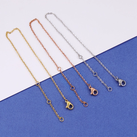 Cadena De Extensión De Acero Inoxidable 304 Para Pulsera Collar Fabricación De Joyas DIY Con Cierre De Langosta