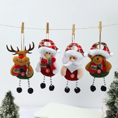 Plush Christmas Tree Hanging Ornaments Fabric Santa Snowman Reindeer Angel Figures Decorations Home Party Holiday