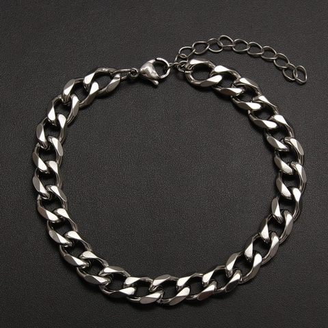 Heren Roestvrijstalen Cubaanse Schakelarmband Minimalistisch Zilverkleurig Verstelbaar Karabijnsluiting Trendy Sieraden Unisex