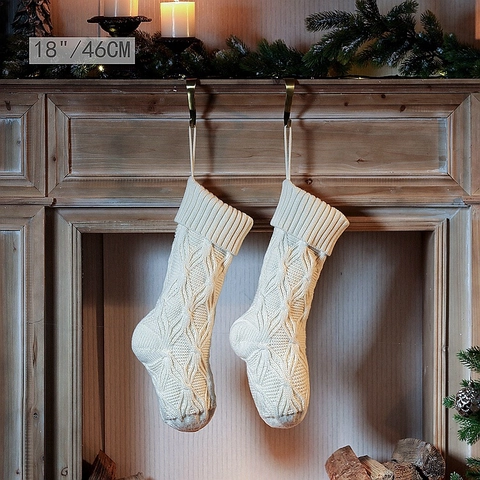 Calza Di Natale Maglia A Trecce Lana Acrilica Sacchetto Regalo Decorazione Camino Classico Caldo Casa