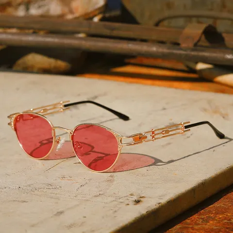 Occhiali Da Sole Polarizzati Steampunk Montura In Metallo Tonda Protezione UV400 Stile Punk Industriale Retrò Per Uomo Donna