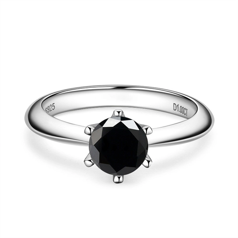 Luxus 925 Sterlingsilber Moissanit Ring Für Damen Klassische Sechs-Krallen Rundschliff Funkelnde Edelstein Verlobung Hochzeit Ring Schmuck Geschenk