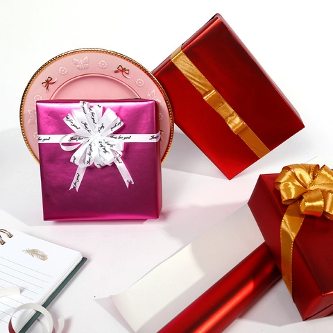 Gift Wrapping Paper Roll Matte Metallic Solid Color Aluminum Coated High End Luxury Holiday Birthday Present Packaging DIY Craft