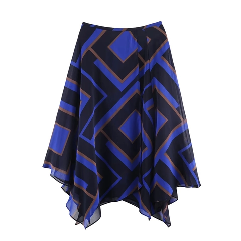 Gonna Midi Con Stampa Geometrica Da Donna Chiffon Orlo Asimmetrico Vita Alta Stile Streetwear Chic