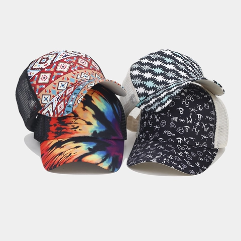 Trucker Hat Baseball Cap Mesh Back Breathable Polyester Adjustable Sunflower Leopard Print Outdoor Sports Sun Hat For Men Women