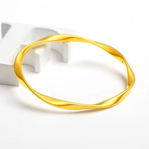 Vintage Messing Vergoldet Möbiusband Armreif Für Damen Verdrehtes Geometrisches Mattes Design Goldfarben Eleganter Modeschmuck Armreif