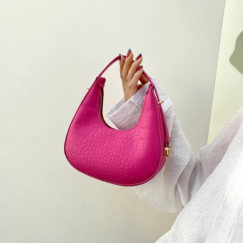 Borsa A Mano Mezzaluna Con Motivo Coccodrillo In Pelle PU Da Donna Borsa Hobo Sottobraccio A Spalla Moda Versatile