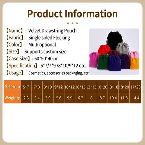 Soft Velvet Drawstring Pouch Bag Jewelry Storage Gift Packaging Portable Reusable Small Accessory Container Organizer Trinket Holder