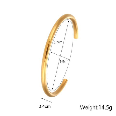 Minimalistisches Offenes Manschettenarmband Edelstahl 18K Vergoldet Glatt Poliert Armreif Damen Modeschmuck