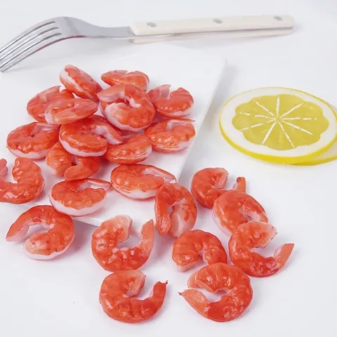 Simulated Cooked Shrimp Prawn Meat Food Model PVC Keychain Pendant Realistic Photography Props Decorative Novelty
