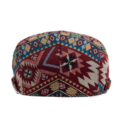 Gorra Plana De Jacquard Étnico Sombrero Newsboy Tejido Geométrico Vintage Ajustable Accesorio Casual Para Mujeres Hombres