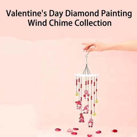 Valentijnsdag DIY Diamant Schilderen Windgong Acryl Strassteentjes Hangende Hanger Handgemaakt Hart Kabouter Decoratie