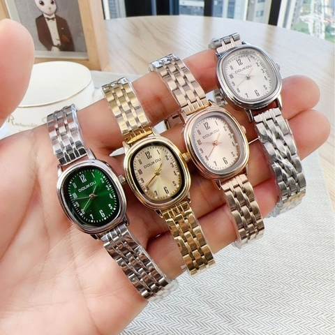 Elegant Women Oval Quartz Watch Minimalist Metal Link Bracelet Wristwatch Analog Ladies Fashion Jewelry Watch With Alloy Case