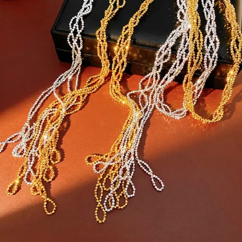 Collana Di Perle Di Vetro Lunga Multistrato Intrecciata Con Nappa Catena Maglione Accessori Di Moda Eleganti Per Donna
