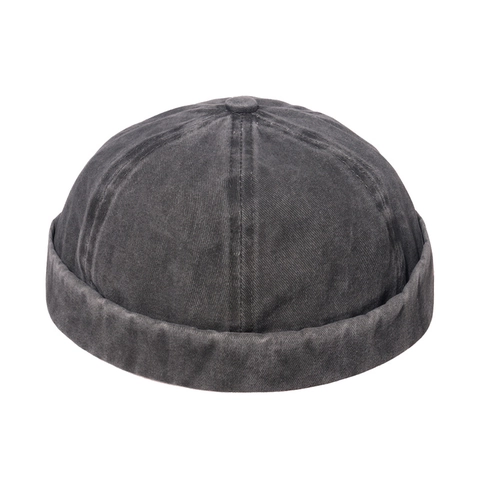 Japanese Industrial Style Vintage Washed Cotton Docker Hat For Men Women Unisex Retro Distressed Skull Cap Miki Hat Brimless Beanie Streetwear Casual Headwear