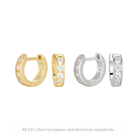 925 Sterling Silver Zirconia Hoop Earrings For Women Minimalist Small Pave Zirconia Huggie Earrings Fashion Jewelry