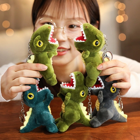 Dinosaur Plush Keychain Bag Pendant Soft Stuffed Animal Toy Cartoon Tyrannosaurus Backpack Accessory Gift For Kids Teens
