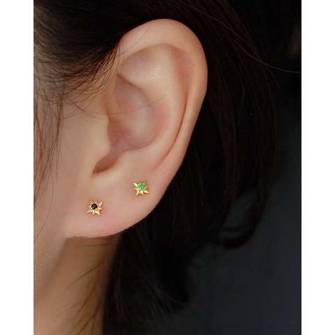 North Star Stud Earrings 925 Sterling Silver Zircon Cartilage Earrings Ball Screw Back Minimalist Dainty Elegant