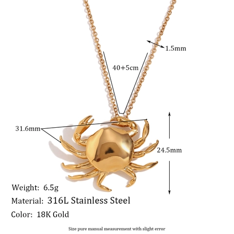 Collana Con Ciondolo A Forma Di Granchio In Acciaio Inossidabile Gioielli Di Moda Animale Marino