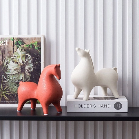 Abstract Horse Figurine Ceramic Animal Ornament Modern Minimalist Home Decor Desktop Sculpture Office Living Room Art Piece