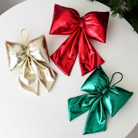 Weihnachtsschleifen Metallic Glanz Große Hängende Baum Dekoration Festliche Haus Deko Feiertag Party Zubehör Thema