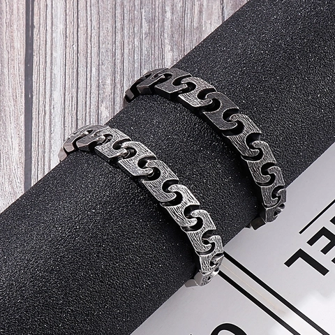 Bracelet Homme Acier Inoxydable 316L Style Punk Industriel Rétro Vintage Chaîne Lourde Géométrique Pour Homme
